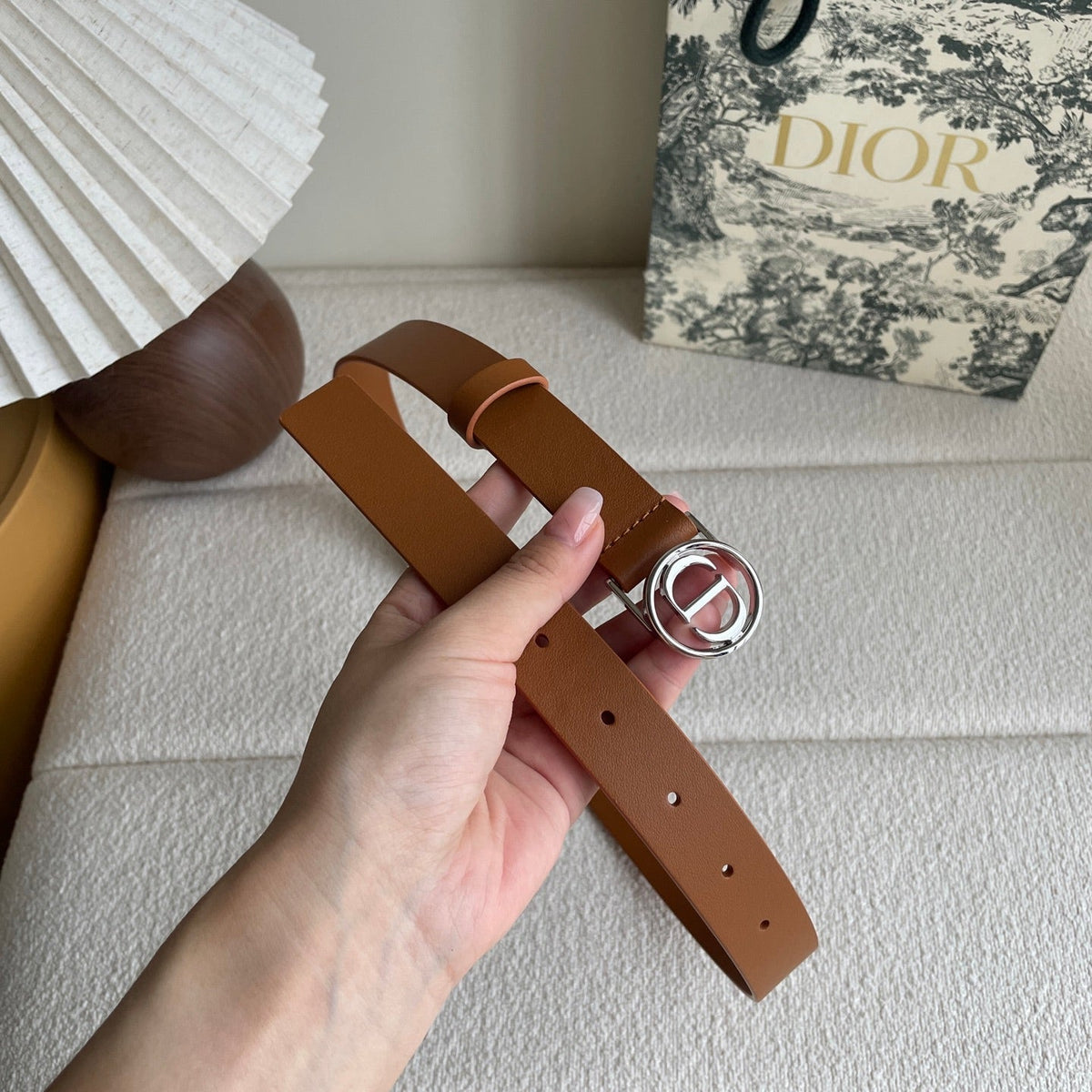 DIOR 25S BELT 25 MM IN BROWN CALFSKIN 572161