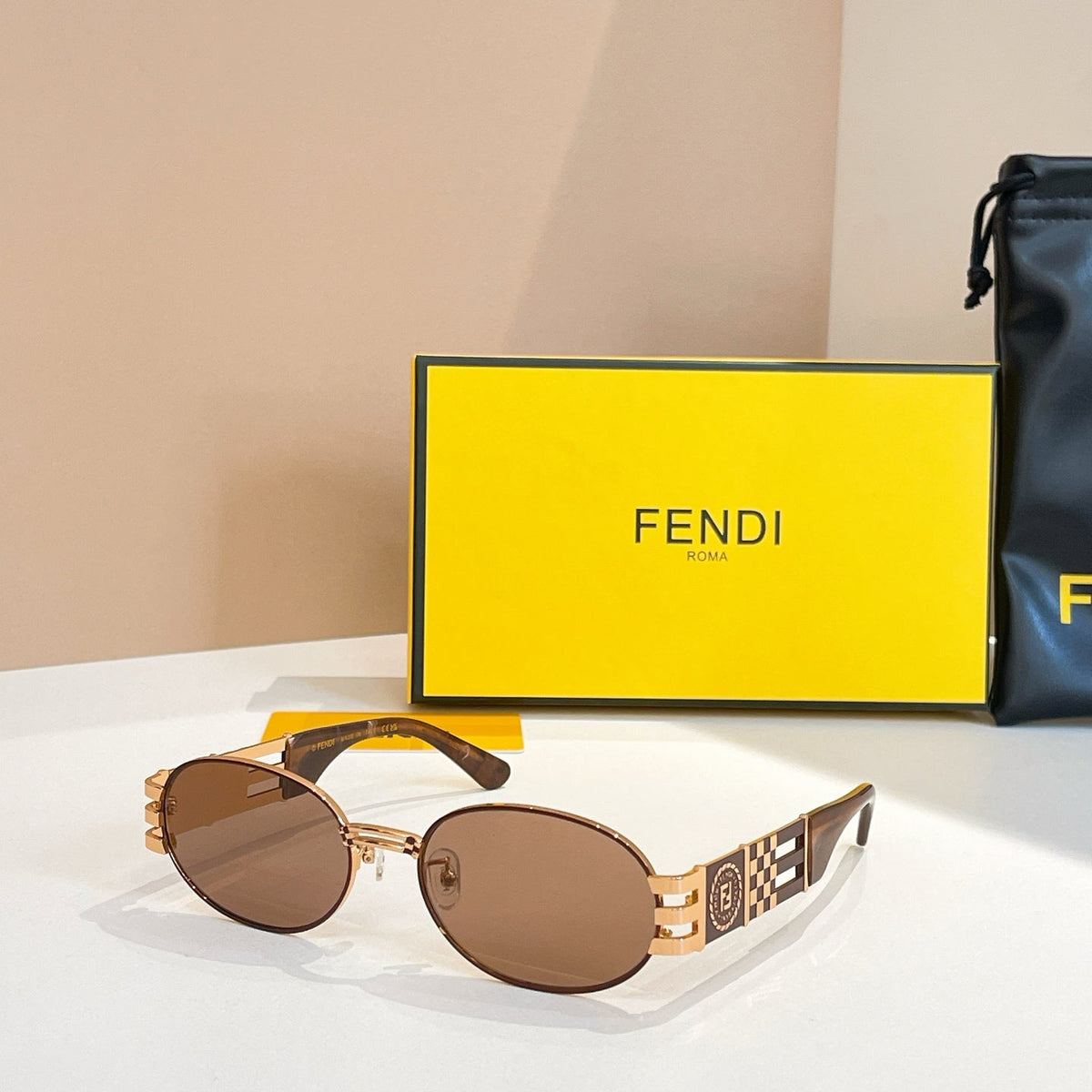 FENDI FIRST CRYSTAL OVAL FRAME SUNGLASSES 7028 IN METAL