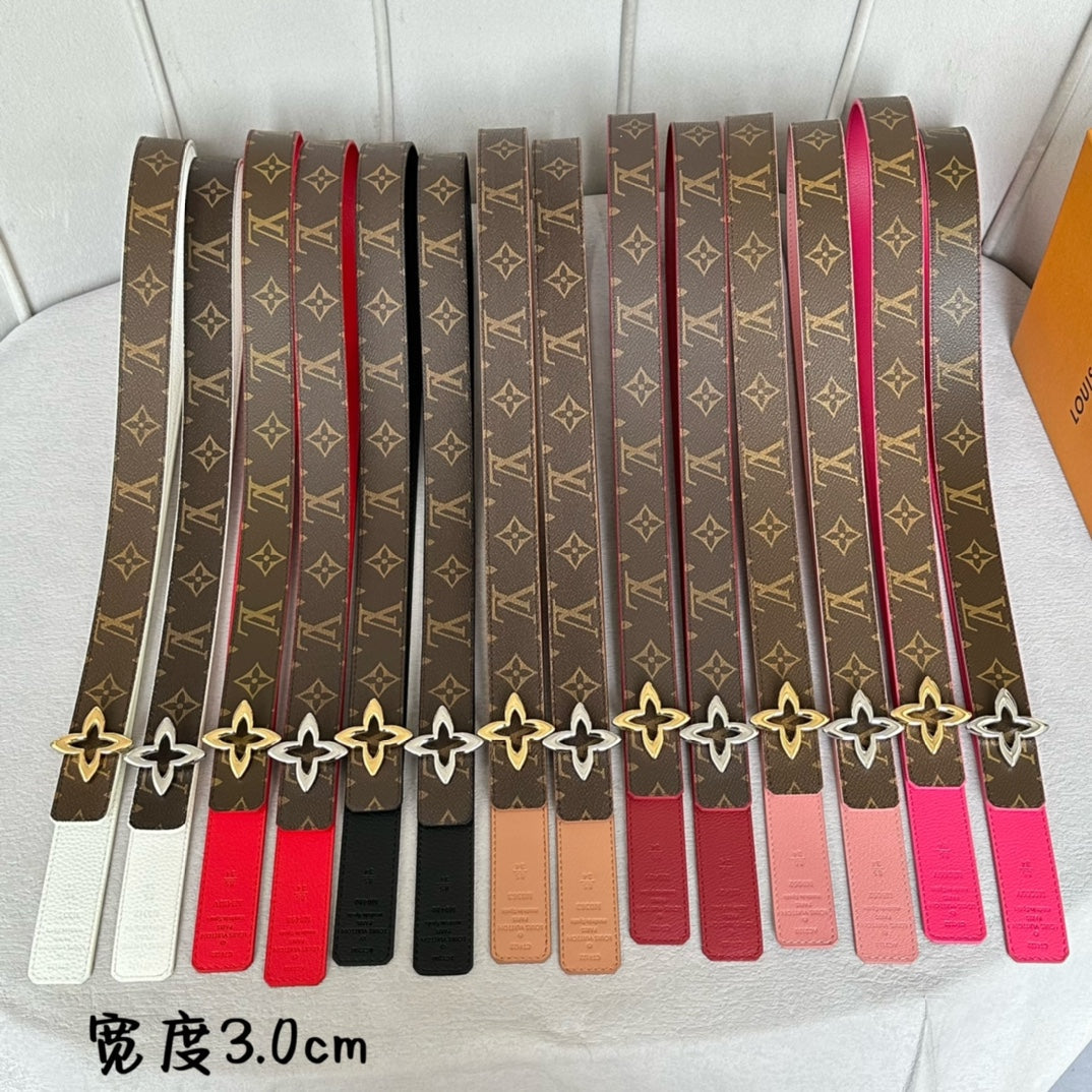 LOUIS VUITTON LV MINI FLOWERGRAM 30MM REVERSIBLE BELT IN BUFF BROWN CALFSKIN GOLD HARDWARE