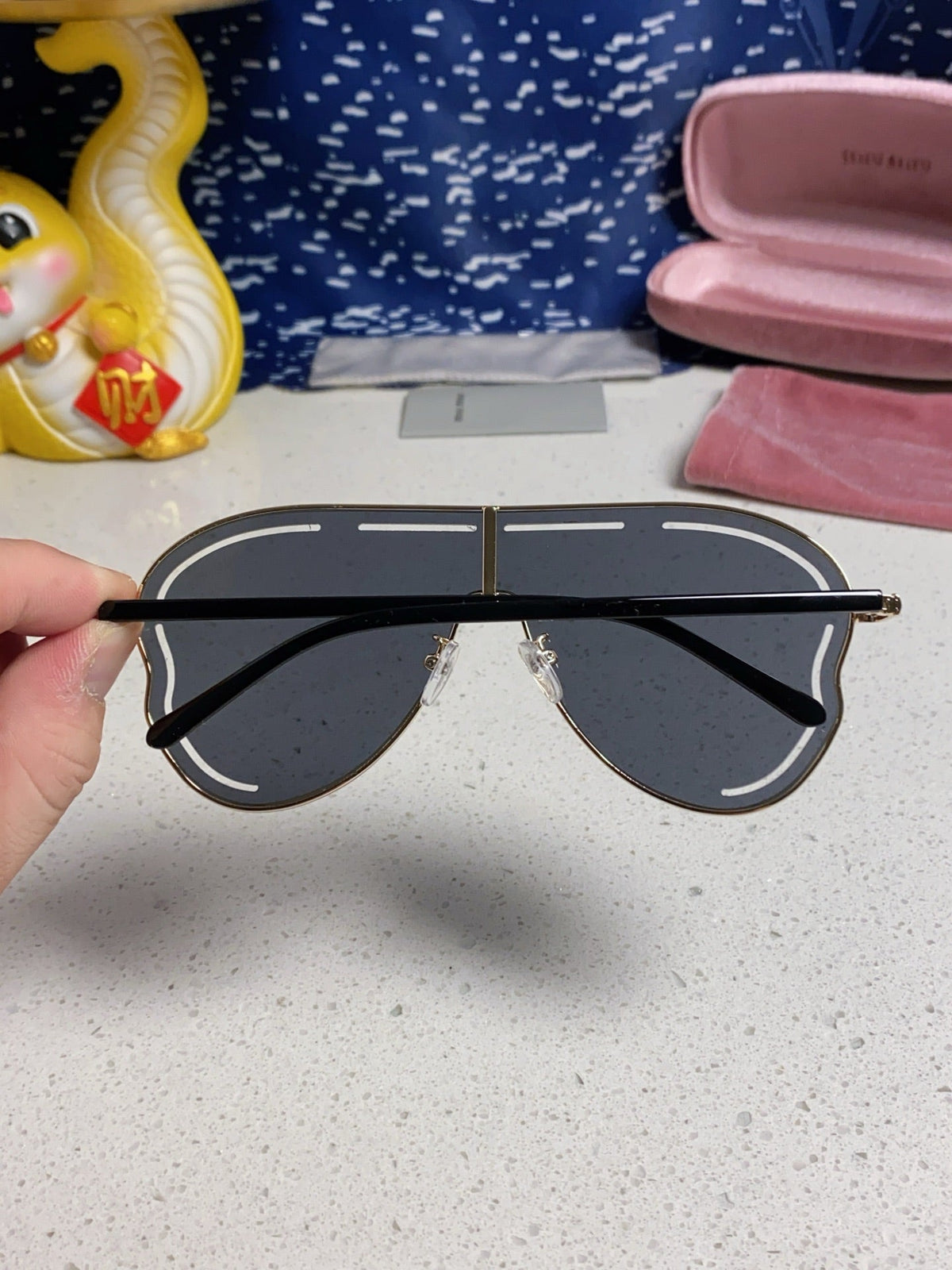 MIU MIU RUNWAY SUNGLASSES 571640 IN BLACK METAL BLACK LENSES