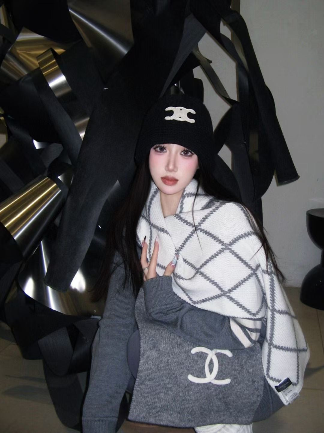 CHANEL 25S SCARF 180 CM IN WOOL CASHMERE 943029