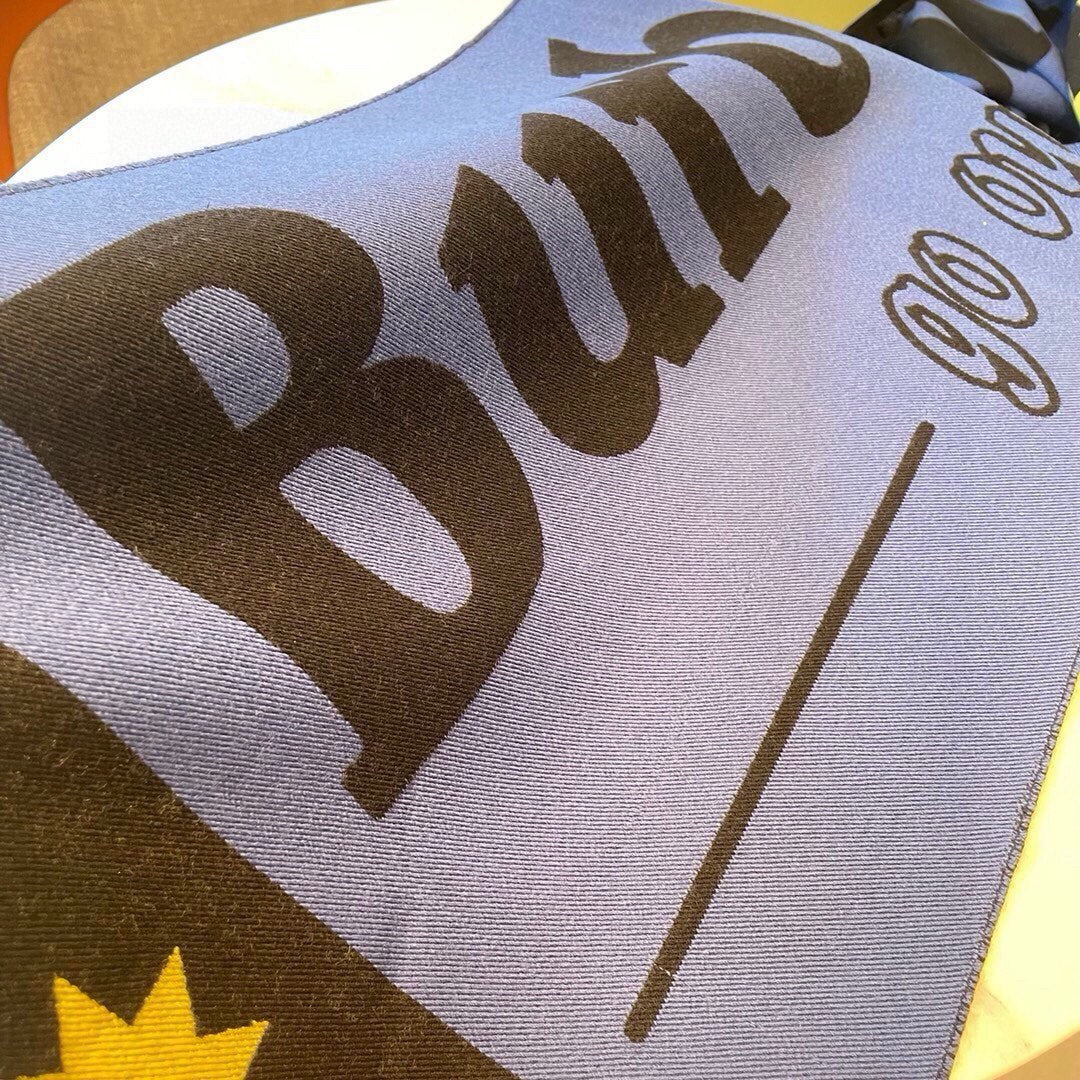 BURBERRY SCARF 200 CM IN COBALT BLUE MIX BLACK CASHMERE 401905