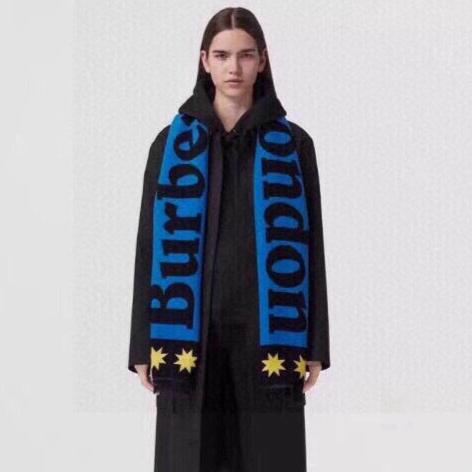 BURBERRY SCARF 200 CM IN COBALT BLUE MIX BLACK CASHMERE 401905