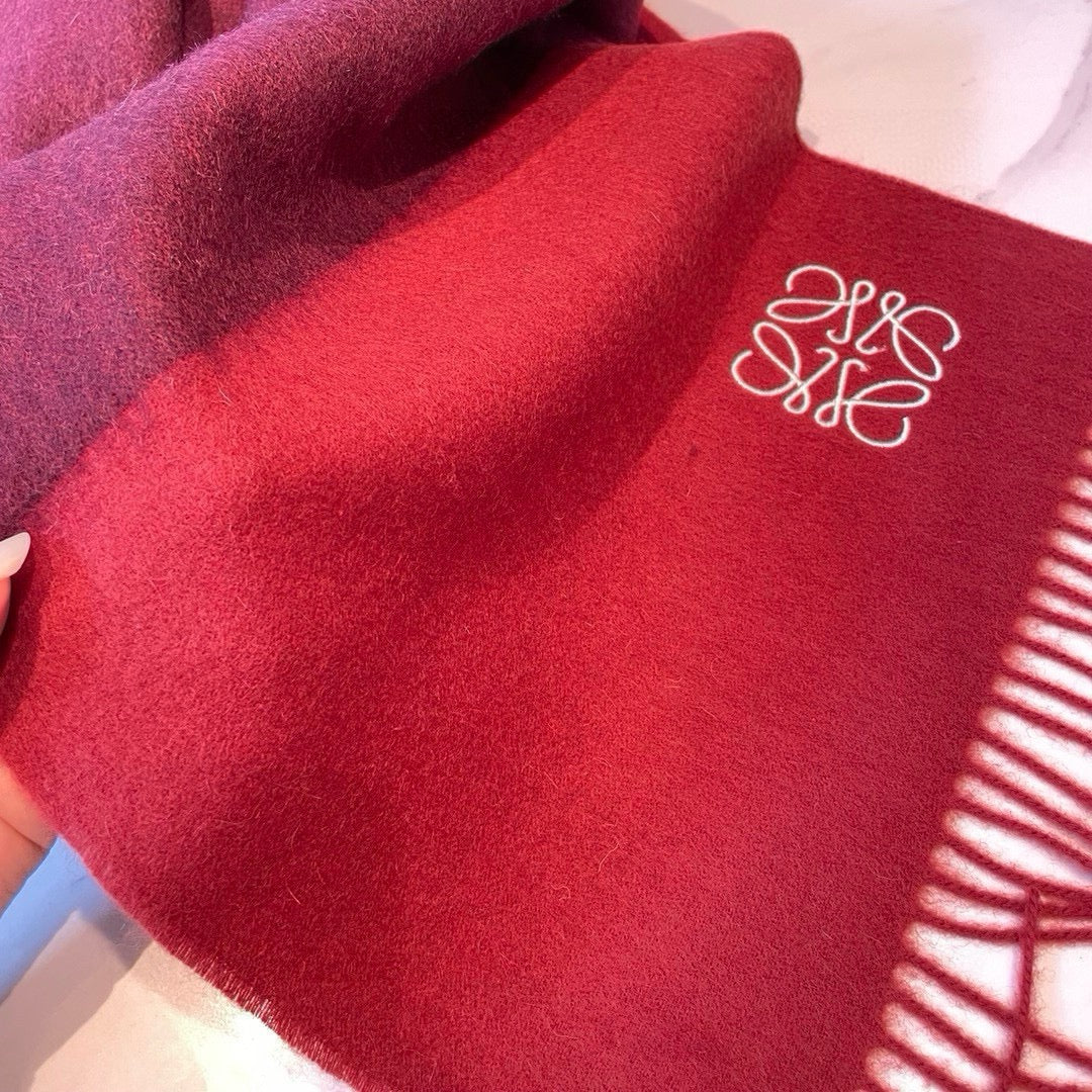 LOEWE SCARF 180 CM IN CHERRY RED MIX JAM RED WOOL AND CASHMERE 415203