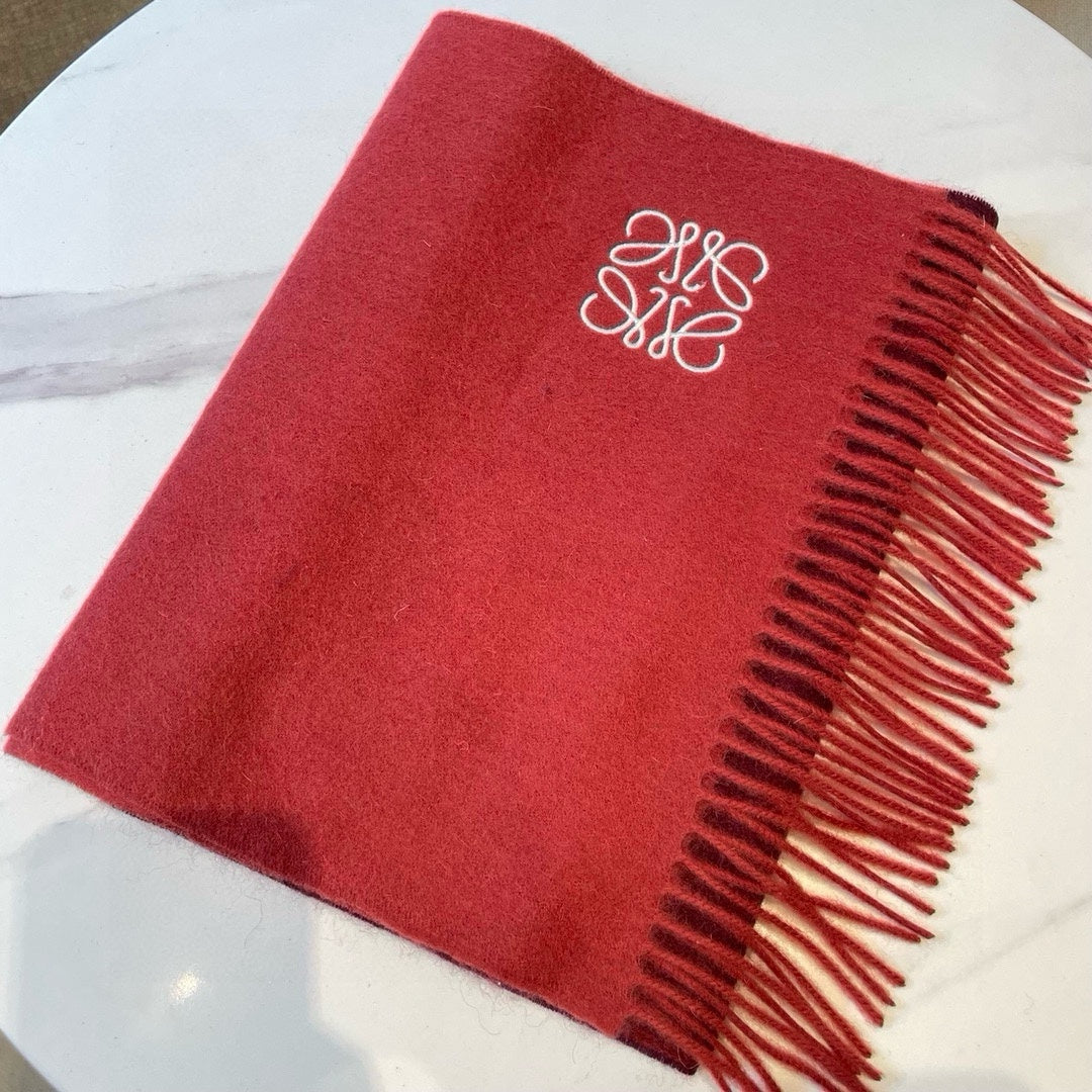 LOEWE SCARF 180 CM IN CHERRY RED MIX JAM RED WOOL AND CASHMERE 415203
