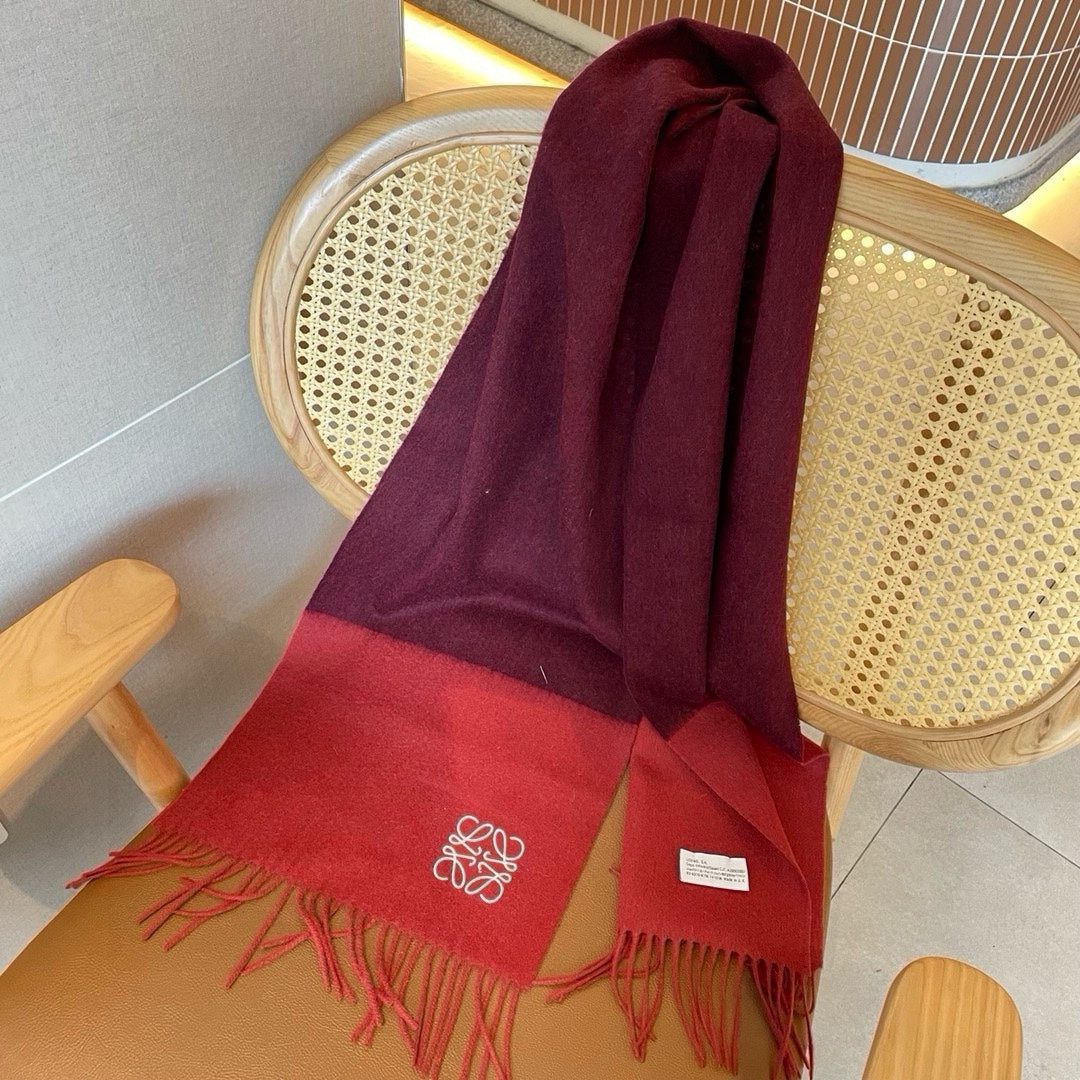 LOEWE SCARF 180 CM IN CHERRY RED MIX JAM RED WOOL AND CASHMERE 415203