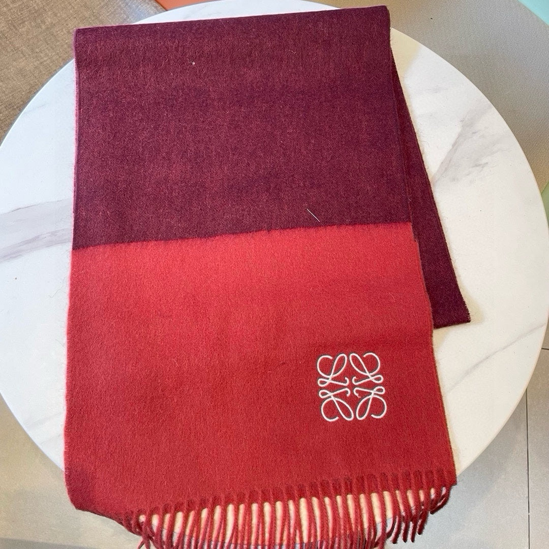 LOEWE SCARF 180 CM IN CHERRY RED MIX JAM RED WOOL AND CASHMERE 415203