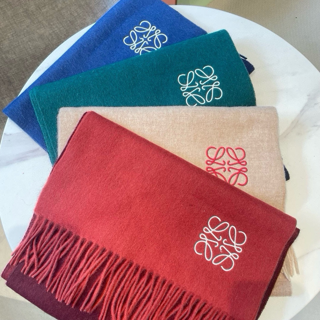 LOEWE SCARF 180 CM IN CHERRY RED MIX JAM RED WOOL AND CASHMERE 415203