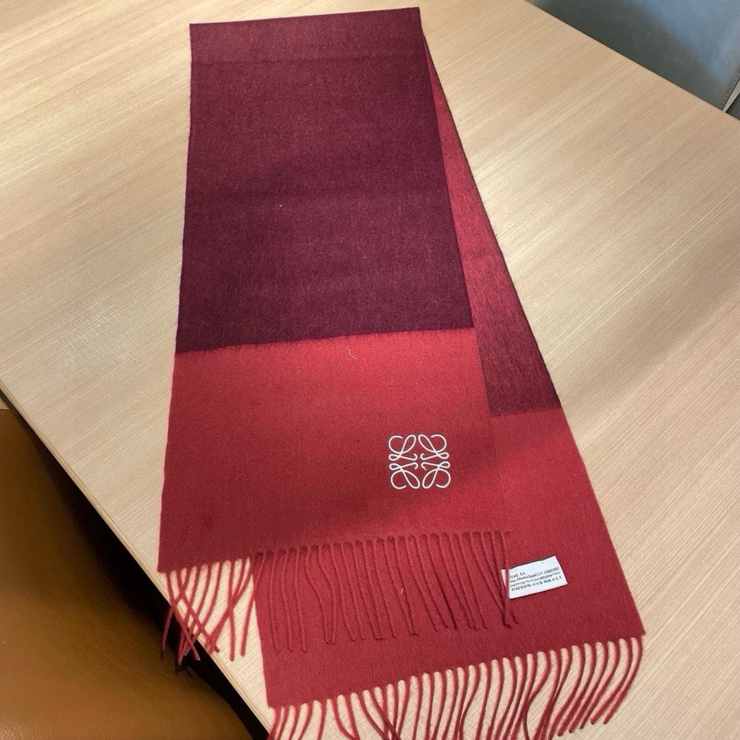 LOEWE SCARF 180 CM IN CHERRY RED MIX JAM RED WOOL AND CASHMERE 415203
