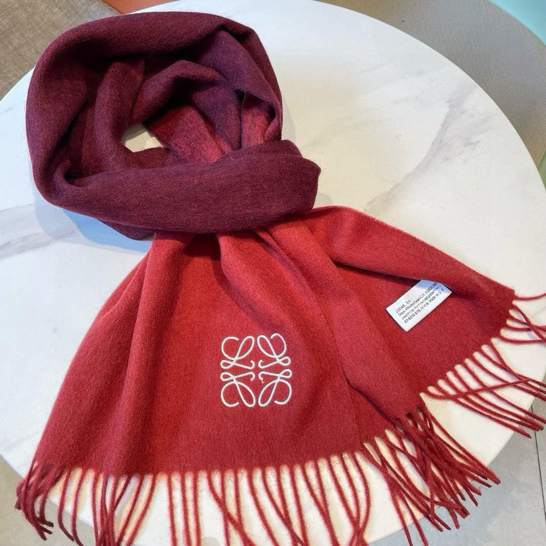LOEWE SCARF 180 CM IN CHERRY RED MIX JAM RED WOOL AND CASHMERE 415203