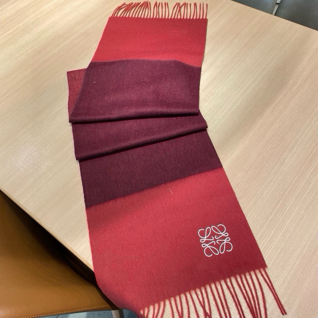 LOEWE SCARF 180 CM IN CHERRY RED MIX JAM RED WOOL AND CASHMERE 415203