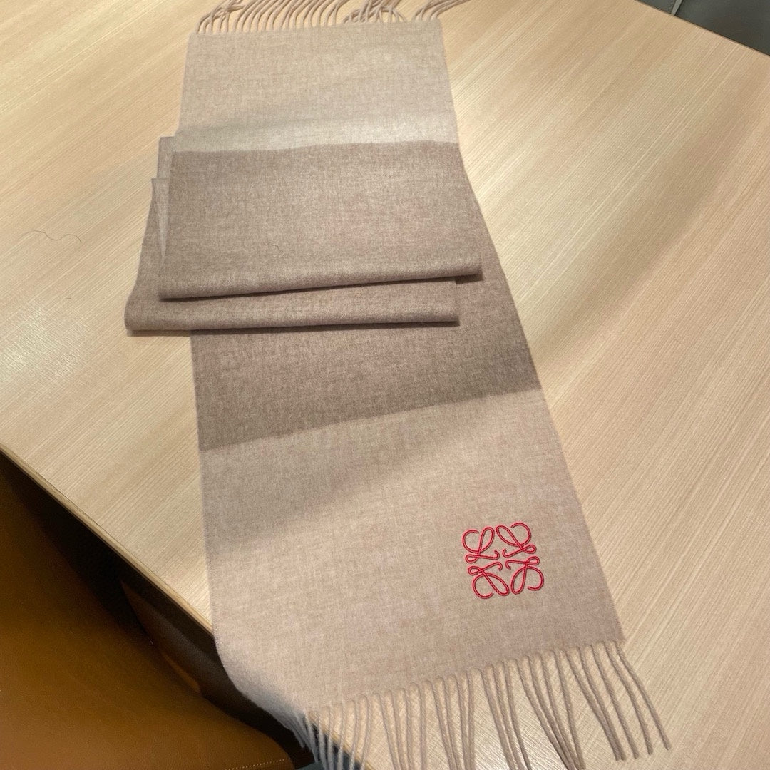 LOEWE SCARF 180 CM IN LIGHT BROWN WOOL AND CASHMERE 415205