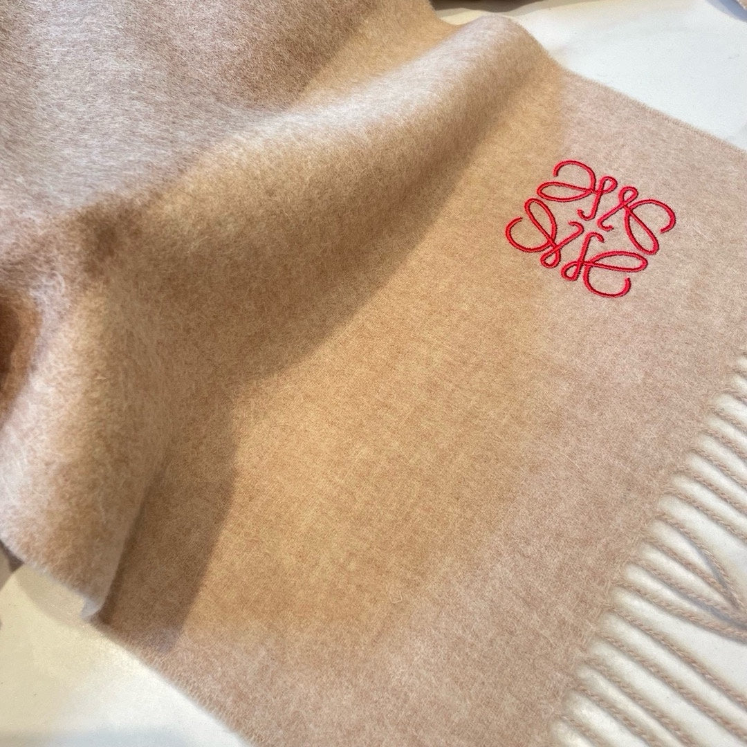 LOEWE SCARF 180 CM IN LIGHT BROWN WOOL AND CASHMERE 415205
