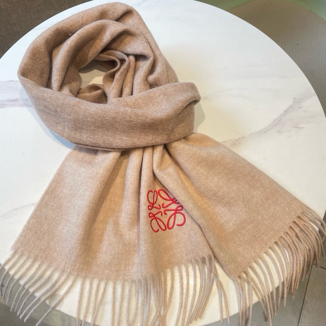 LOEWE SCARF 180 CM IN LIGHT BROWN WOOL AND CASHMERE 415205