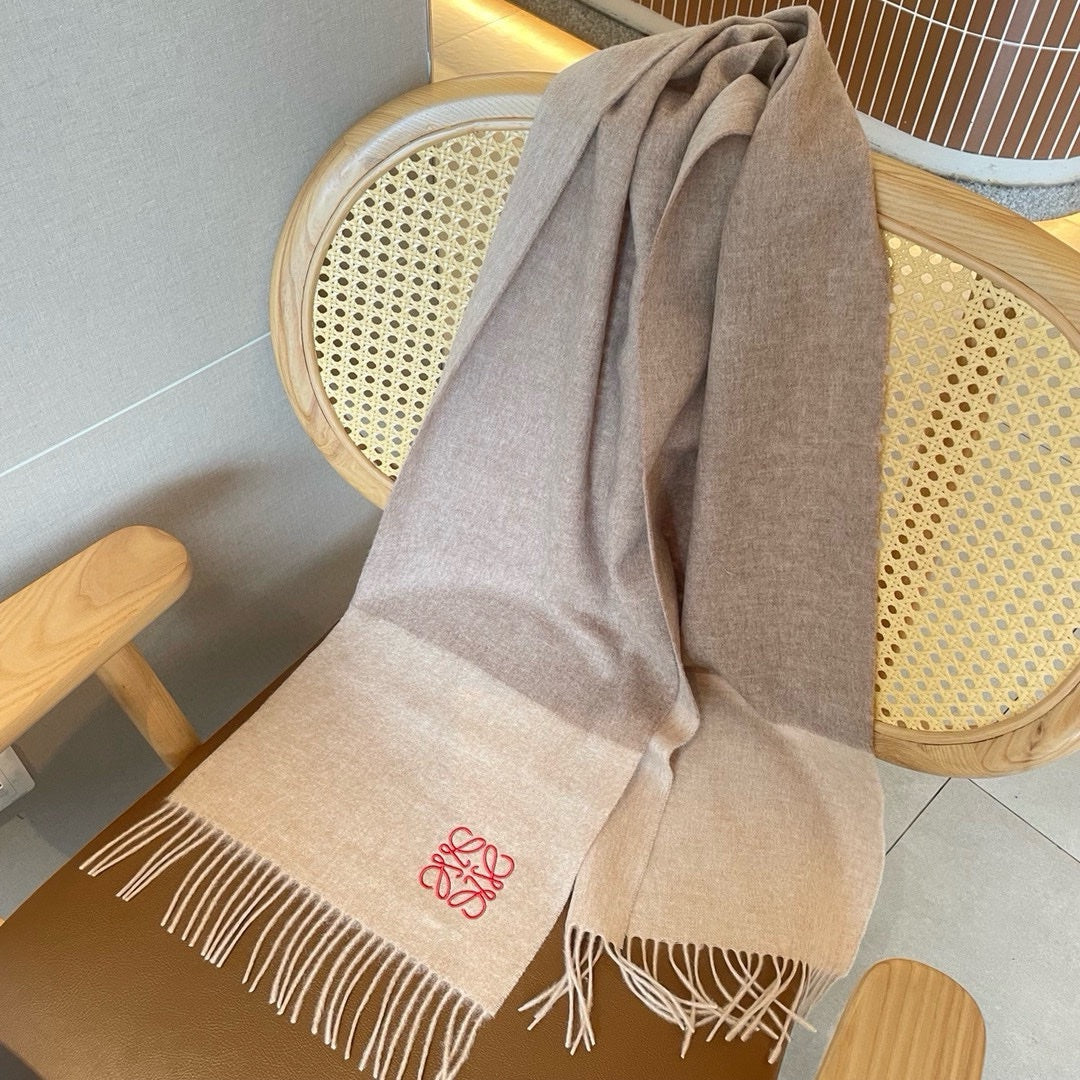 LOEWE SCARF 180 CM IN LIGHT BROWN WOOL AND CASHMERE 415205