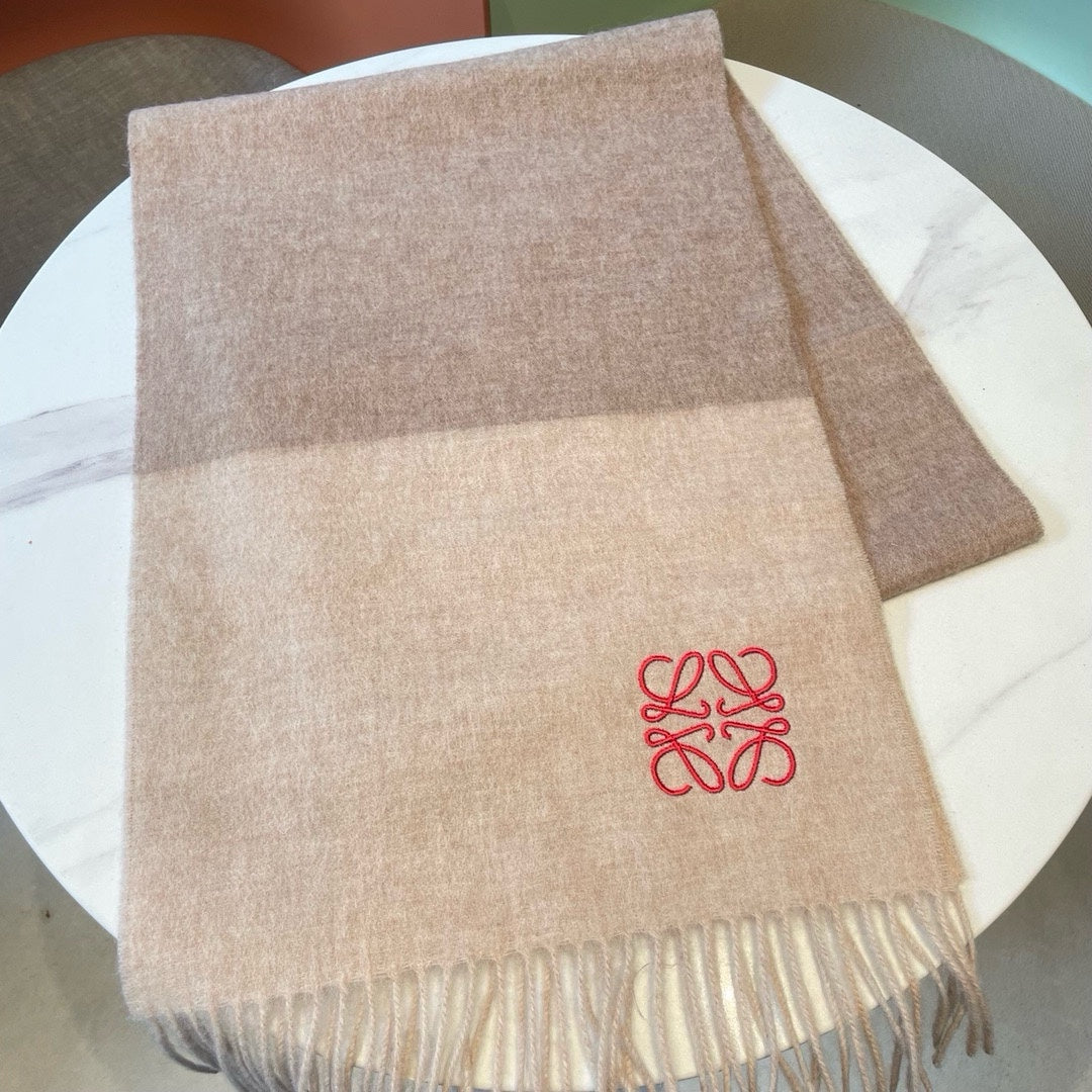 LOEWE SCARF 180 CM IN LIGHT BROWN WOOL AND CASHMERE 415205