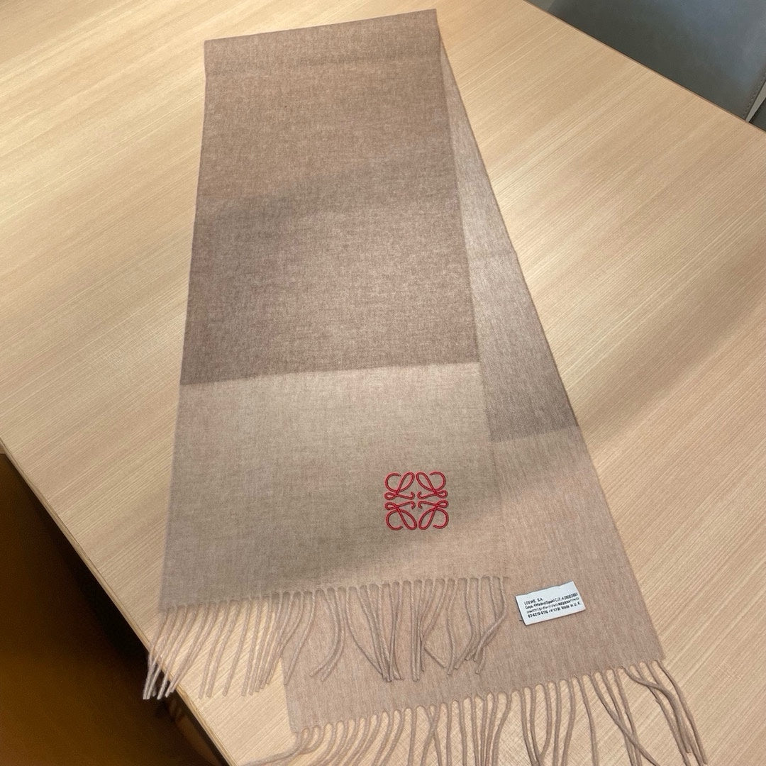 LOEWE SCARF 180 CM IN LIGHT BROWN WOOL AND CASHMERE 415205