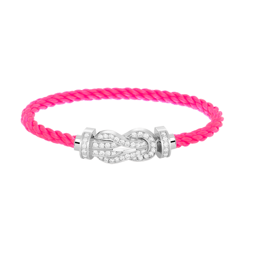 FRED CHANCE LARGE 8 FIGURE BUCKLE FULL DIAMOND BRACELET SILVER