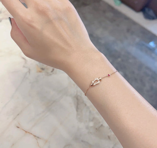 FRED FORCE 10 DIAMOND CHAIN LINK PINK GOLD BRACELET