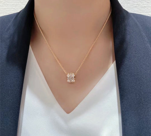 CHAUMET BEE LOVE DIAMOND PAVED 3 ROW NECKLACE