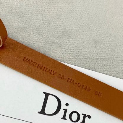DIOR 25S BELT 20 MM IN BROWN CALFSKIN WITH GOLD HARDWARE 590779