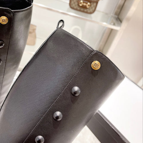 GUCCI CLASSIC KNEE HIGH BOOTS IN BLACK IMPORTED CALFSKIN