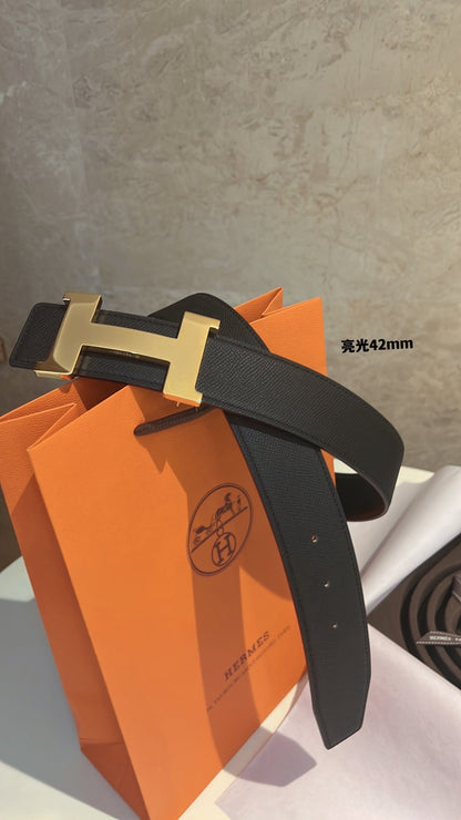 HERMES CONSTANCE BELT BUCKLE & REVERSIBLE BLACK LEATHER STRAP 42MM GOLD HARDWARE