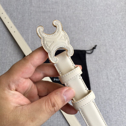 CELINE Medium Cuir Triomphe Belt 25mm White Calfskin