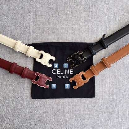 CELINE Medium Cuir Triomphe Belt 25mm White Calfskin