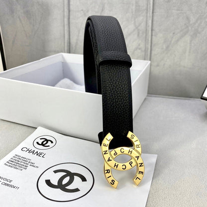 CHANEL 30MM BELT IN BLACK SMOOTH CALFSKIN WITH GOLD HARDWARE