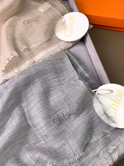 CHANEL SCARF 200 CM IN SMOKE GRAY CASHMERE 386537