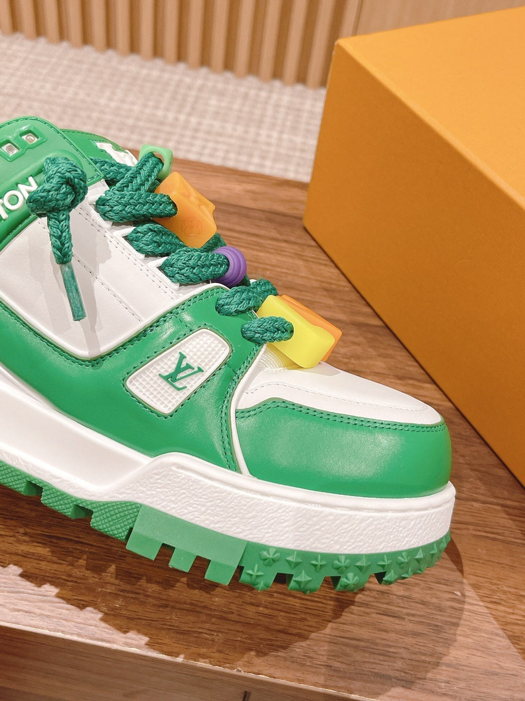 LOUIS VUITTON LV Trainer Maxi Sneaker White Mix Green Calfskin