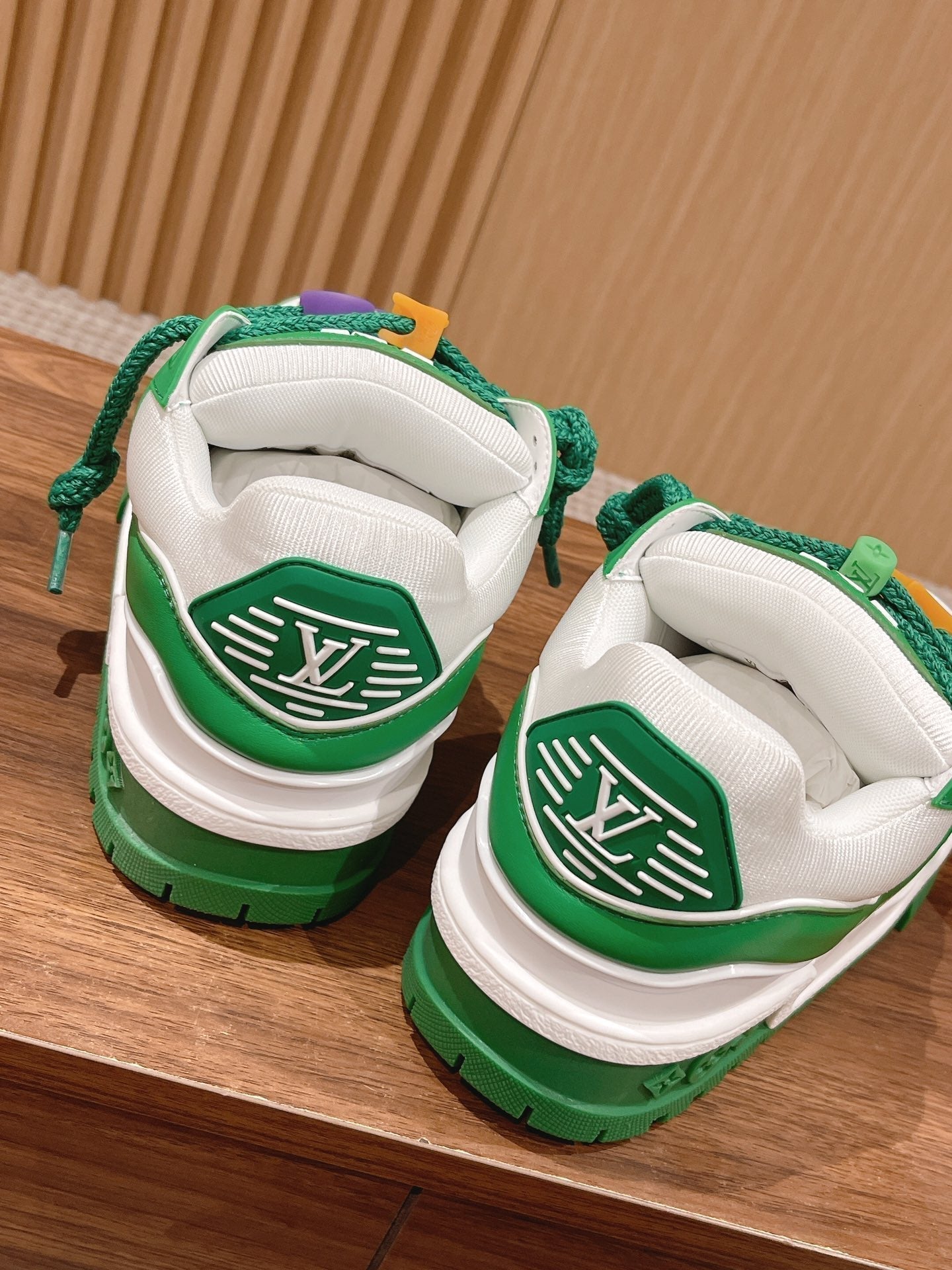 LOUIS VUITTON LV Trainer Maxi Sneaker White Mix Green Calfskin