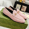 GUCCI MEN'S LOAFER WITH HORSEBIT IN PINK PASTEL MONOGRAM JACQUARD FABRIC