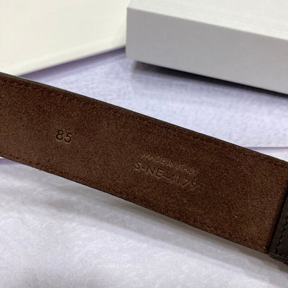 CELINE CL LARGE 35 MM BELT IN BLACK AND BROWN CALFSKIN GOLD HARDWARE