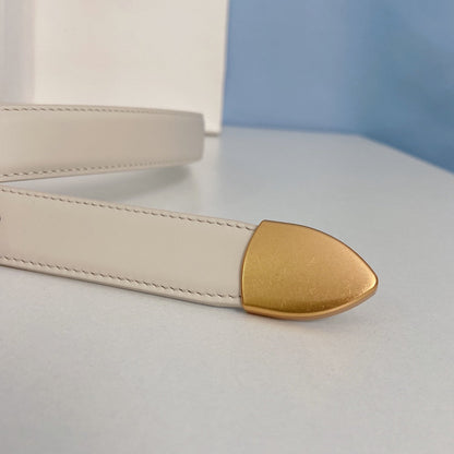CELINE Medium Spike Belt 25mm White Calfskin Loop Gold Gold Finishing