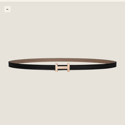 HERMES FOCUS BUCKLE & REVERSIBLE BLACK AND CAMEL BROWN LEATHER STRAP 13MM COPPER HARDWARE