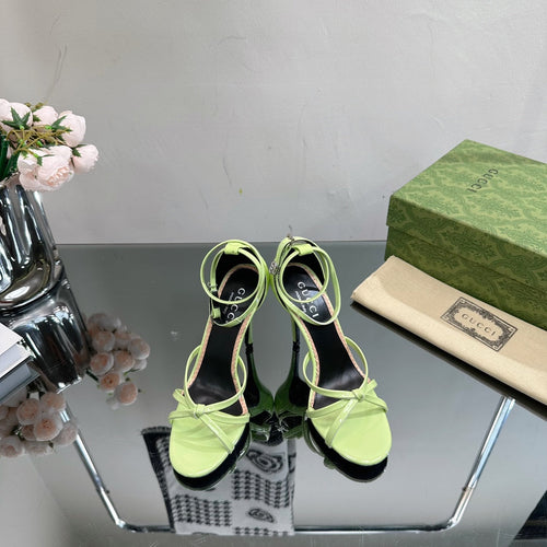 GUCCI 105 STRAPPY SANDAL LIGHT GREEN LAMBSKIN