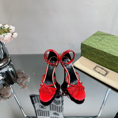GUCCI 105 STRAPPY SANDAL CRIMSON LAMBSKIN