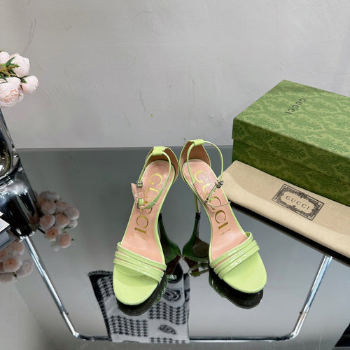 GUCCI 105 HIGH HEEL SANDAL LIME LAMBSKIN