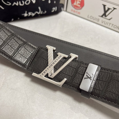 LOUIS VUITTON LV 25S BELT 38 MM IN BLACK CALFSKIN 593269