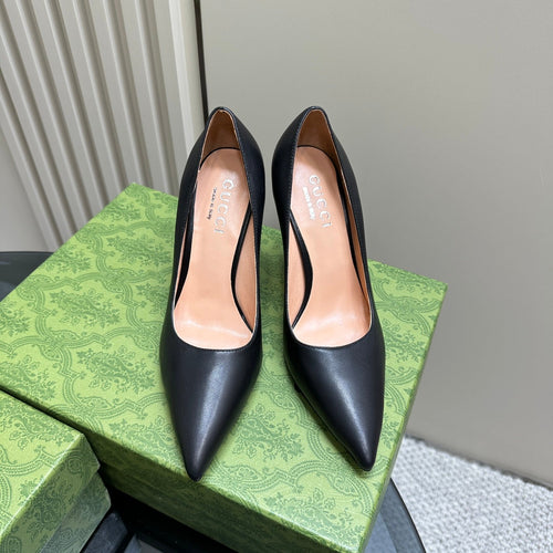 GUCCI 105 BASIC HIGH HEEL BLACK LAMBSKIN