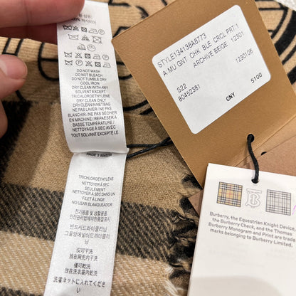 BURBERRY SCARF 168 CM IN CAMEL BEIGE CASHMERE 410088