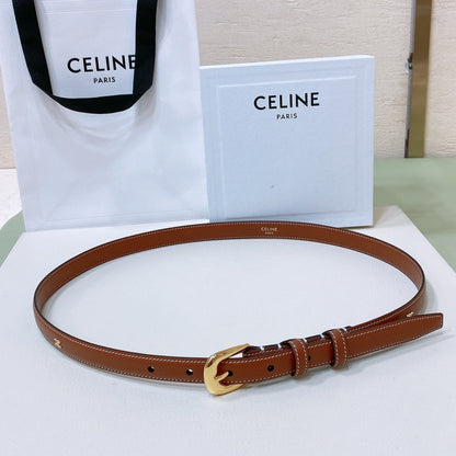 CELINE CL MINI 18 MM WESTERN BELT IN BRONZE BROWN CALFSKIN GOLD HARDWARE