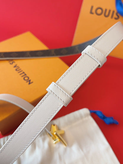 LOUIS VUITTON LV GO-14 20MM BELT IN WHITE CALFSKIN GOLD HARDWARE