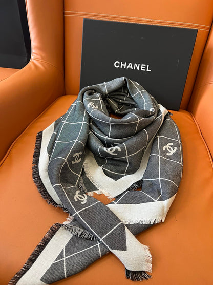 CHANEL 25S SCARF 140 IN WOOL SILK 700810