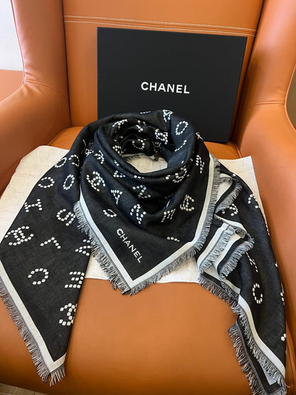 CHANEL 25S SCARF 140 IN WOOL SILK 700811