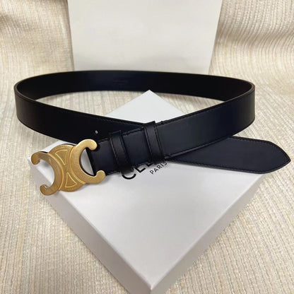 CELINE Celin medium triomphe belt black leather