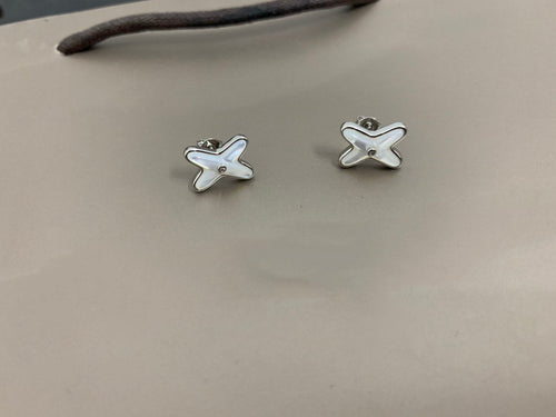CHAUMET JEUX DE WHITE MOP SILVER DIAMOND EARRINGS