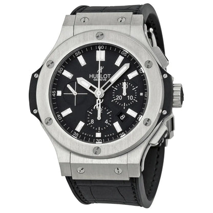 Hublot Steel Black Dial Leather
